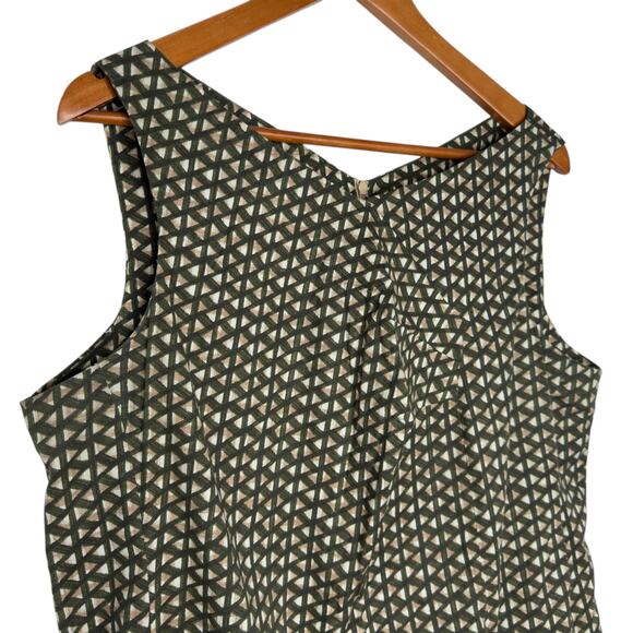 Piazza Sempione Cotton Geometric Print Sleeveless Sheath Dress IT 54 US 18 - Picture 7 of 14